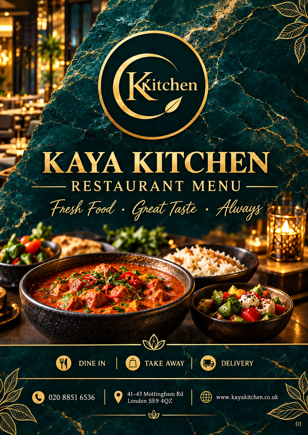 Kaya Kitchen menu cover